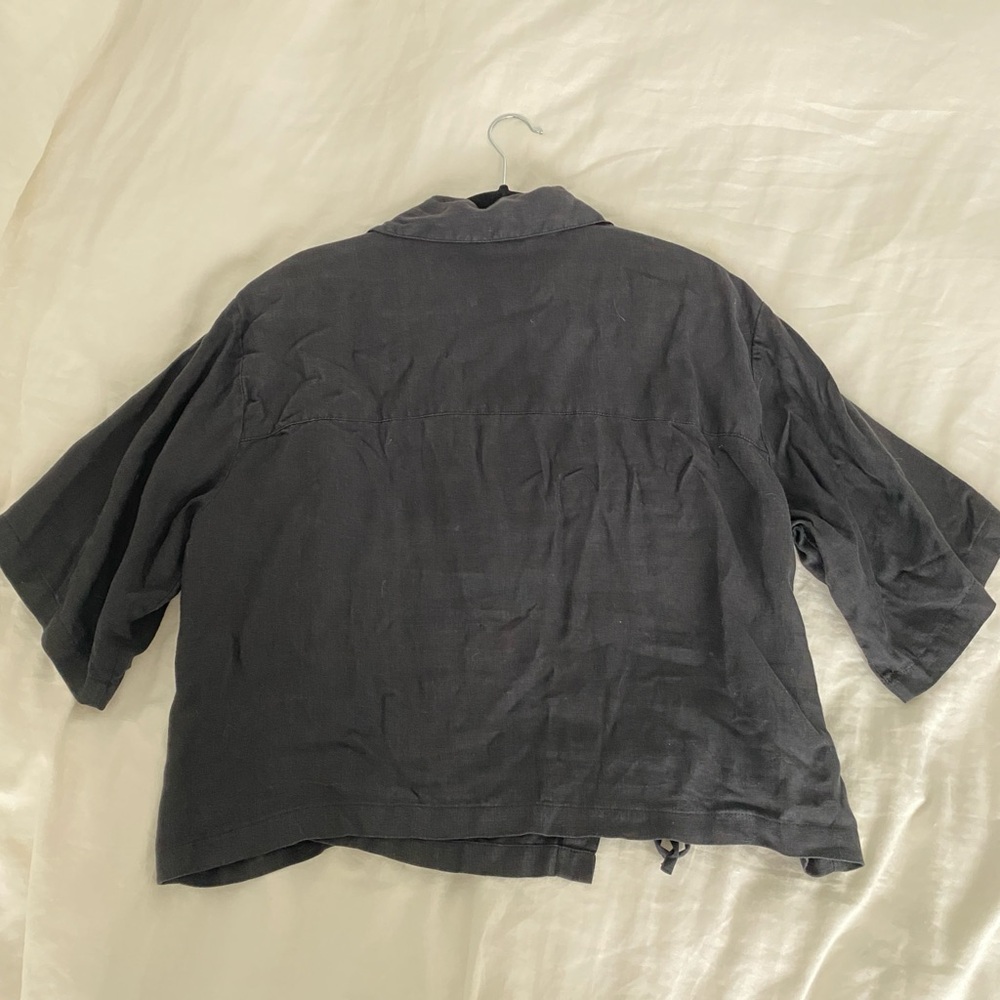 Deiji Studios Black Linen Top - Picture 2 of 4